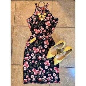 Black & Pink Floral Mini Dress